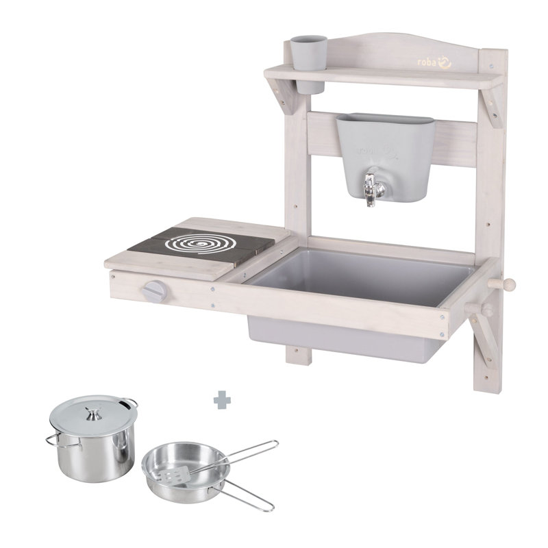 Play Kitchen Set, Grey/Brown/Blue