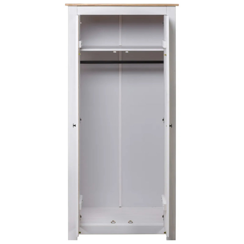 Byron 2 Door Solid Wood Wardrobe, White