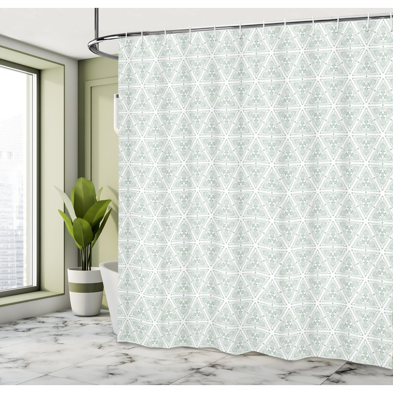 Ensemble de rideau de douche + crochets, Vert, H 69 po x l 105 po