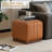 18"W Rectangle Ottoman Footstool, Brown PU Leather Upholstered Floor Chair Acacia Wood Frame Fully Assembled