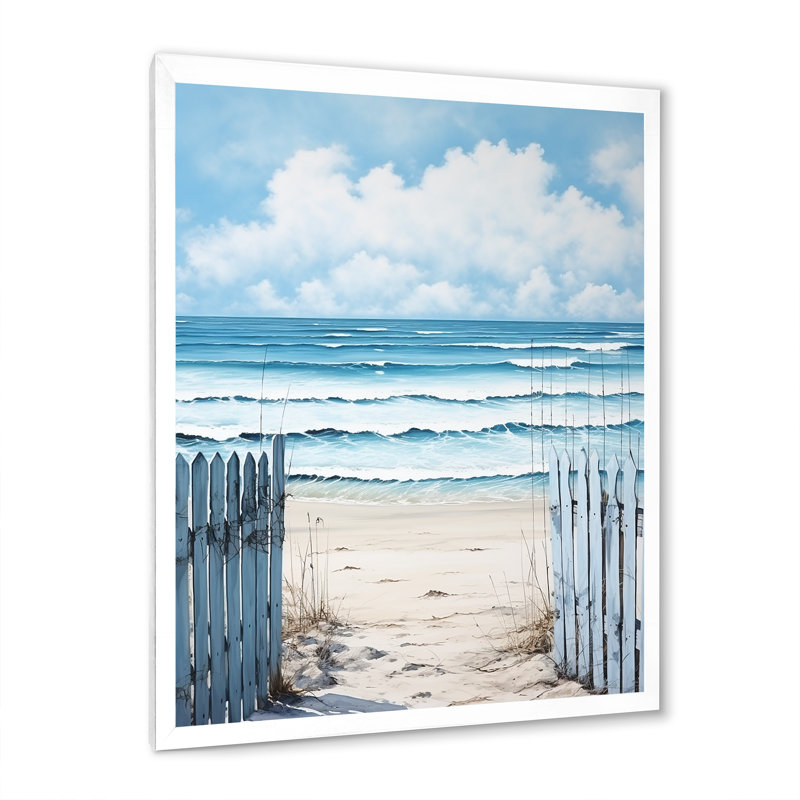 «Aviston Coastal Minimalisme Beach Fence II», reproductions encadrées, H 32 po x l 24 po x P 1 po, Cadre simple blanc