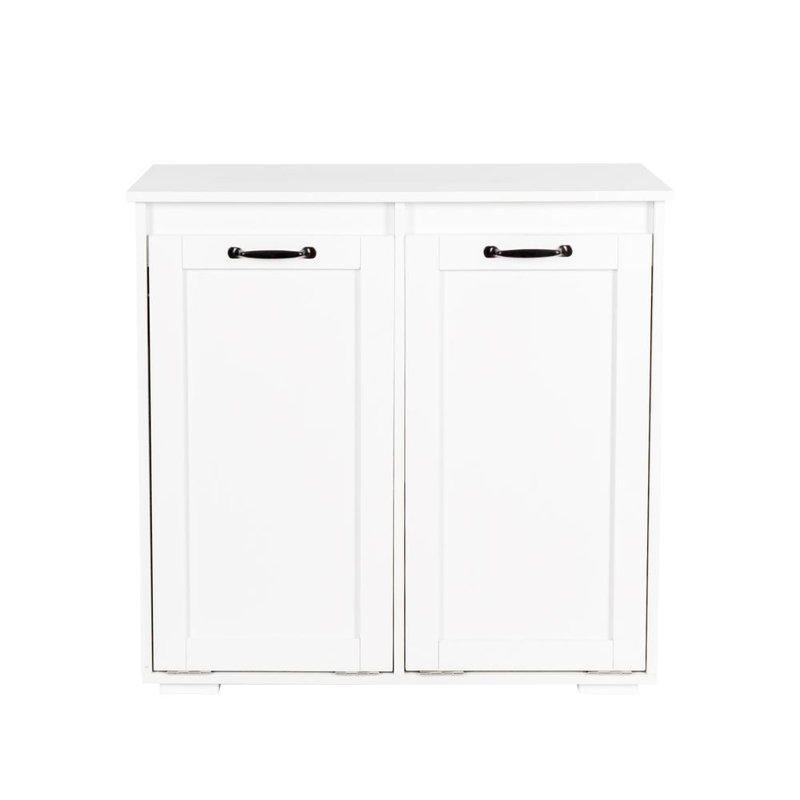 Tilt-out Dual Laundry Hamper Cabinet with storage (Includes Removable Cloth Bags)