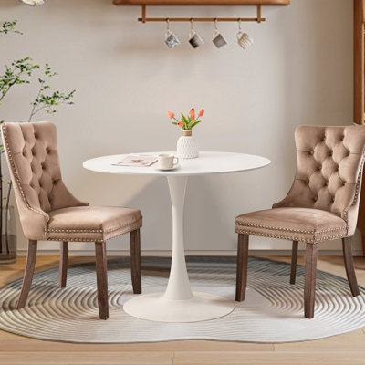 Ensemble de table de salle à manger rond avec 2 chaises 