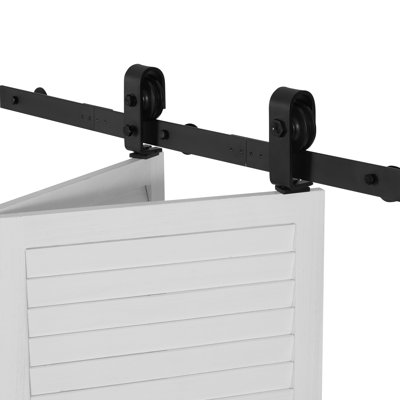 Ensemble de rails de porte de grange coulissante bi-pliante pour deux portes