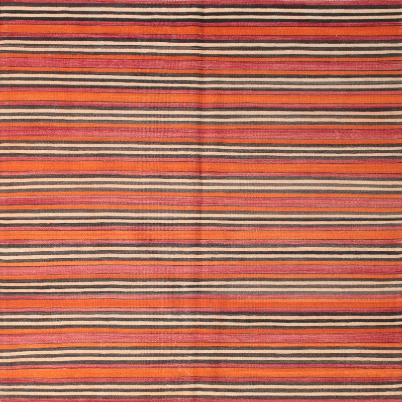 Tapis contemporain rouge / vert, Carré 5 pi