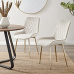 Palermo Velvet Modern Dining Chairs with Tapered Metal Legs & Quilted Diamond Stitching