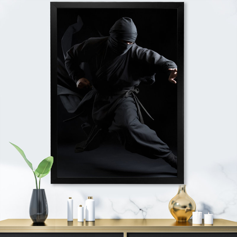 Reproduction d'art sur toile Martial Arts Combat Warrior V, Cadre simple noir, H 32 po x l 16 po x P 1 po