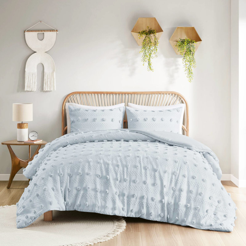 3 pièces, double / grand, pince, housse de couette, bleu, revers en microfibre douce, détails, matériau sécuritaire sur la peau, fermeture à boutons