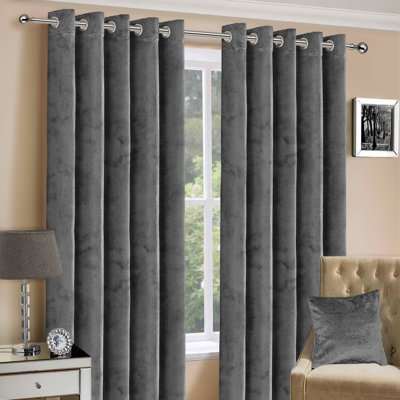 Hollange Crushed Velvet Eyelet Windows Panel Curtains