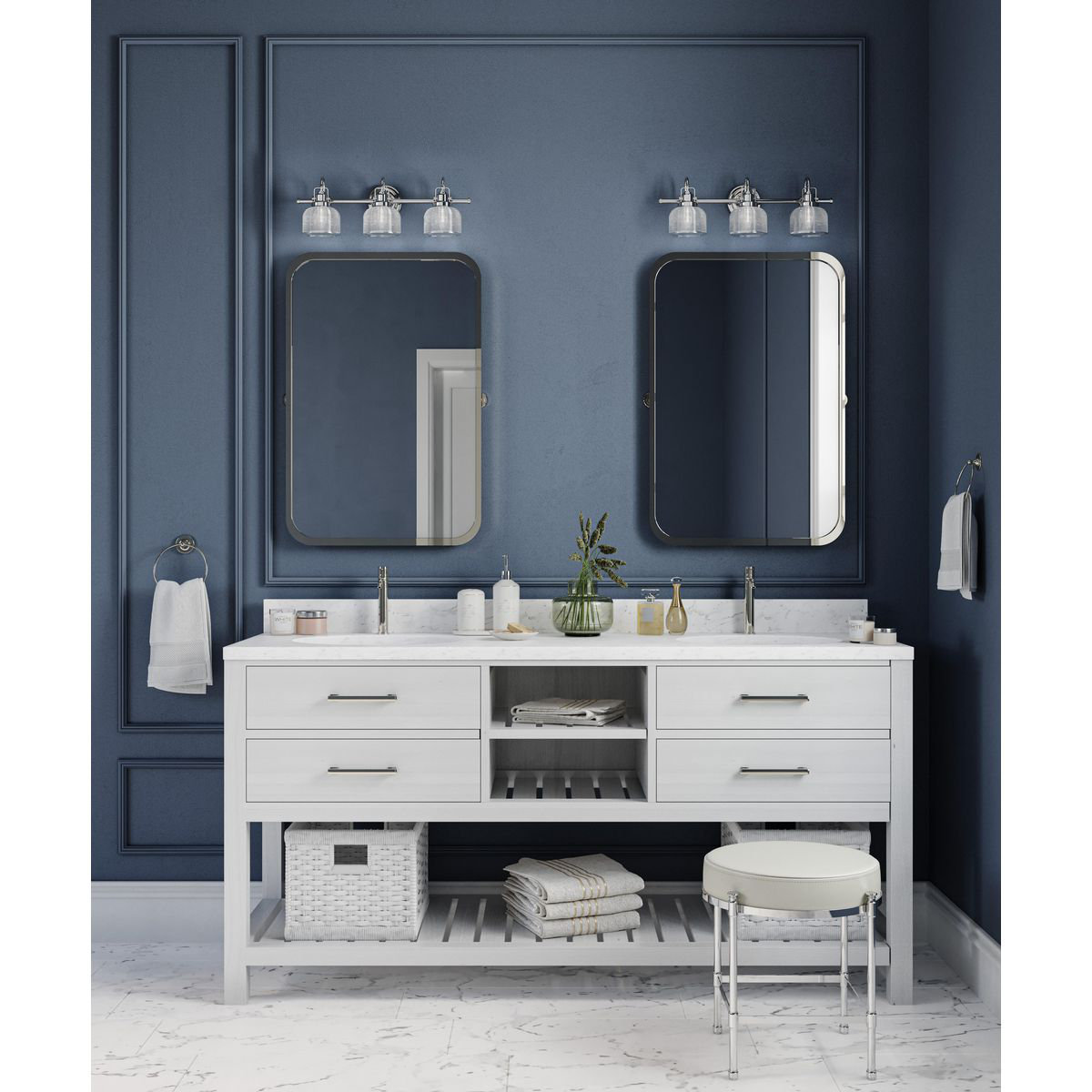 Rosser 3 - Light Dimmable Vanity Light, Polished Chrome, 8.75"H x 26.25"W x 7.25"D, 3 Lights
