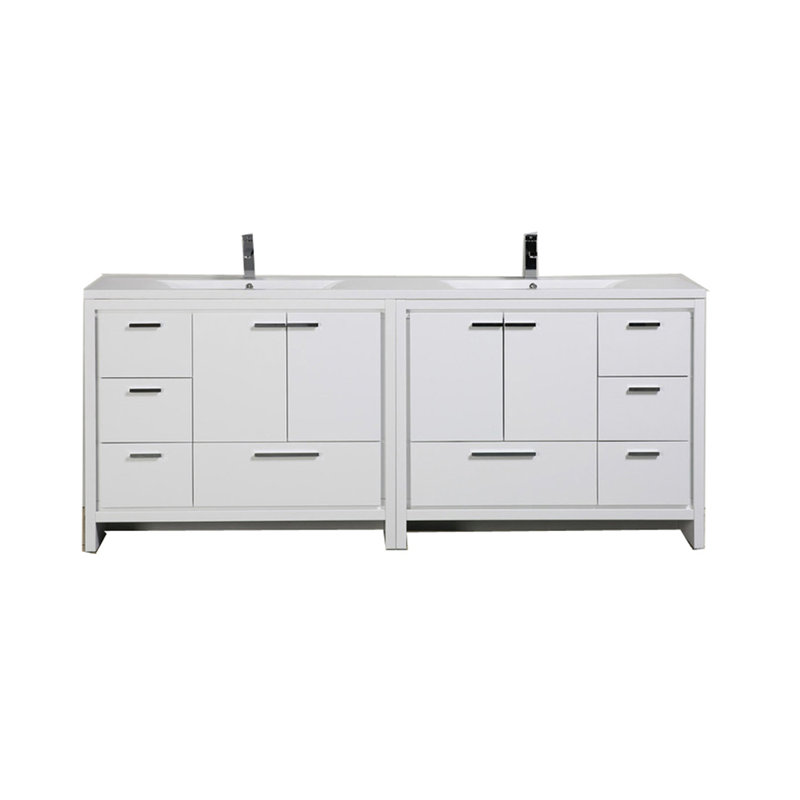 Ensemble de meuble-lavabo double 83,4 po Lefebvre, Blanc brillant