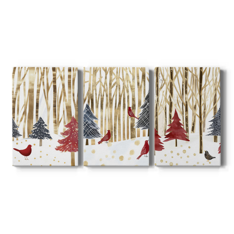 Christmas Holiday Art CDVII - Toile tendue avec châssis - 3 pièces, H 48 po x l 96 po
