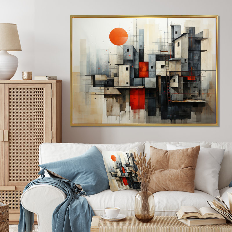 Abstract Architectures II - reproduction, H 16 po x l 32 po x P 1 po, Cadre flottant doré