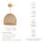 Lumiere Rattan Pendant Light - Natural Dome 1-Light Polished Handwoven Adjustable Light Fixture For Kitchen Island, Kitchen, Dining Room, Living Room, Bedroom or Hallway in Modern, Farmhouse & Boho Style-1273496707-1273496706