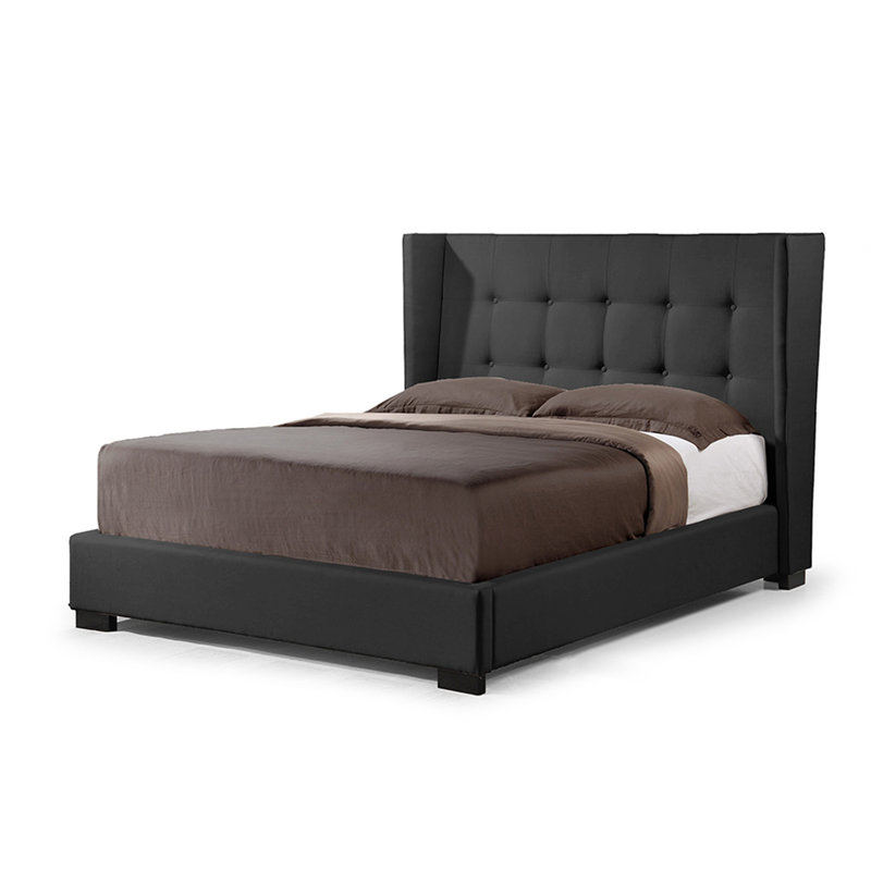 Lit plateforme tapissier Isleen, Roi, Gris