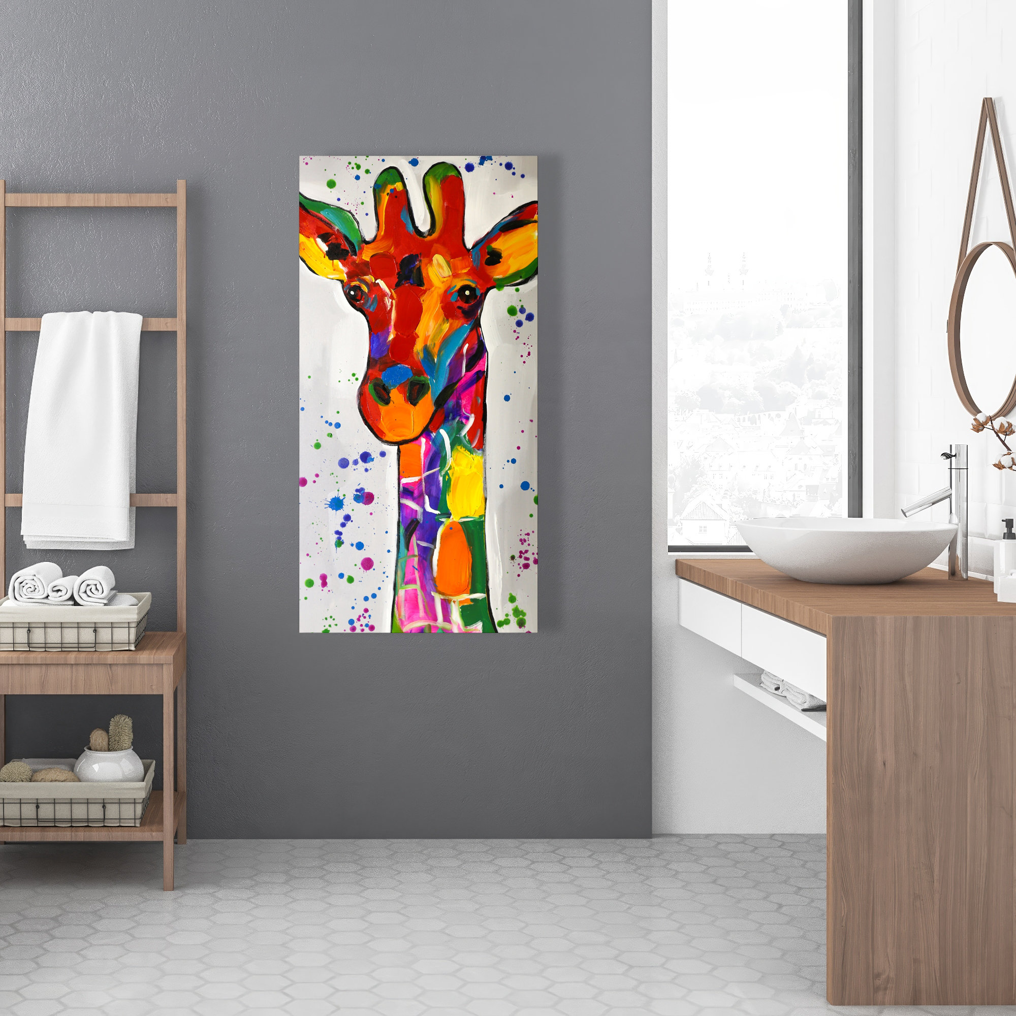 Lark Manor™ Abstract Colorful Giraffe Canvas - Living Room Wildlife ...