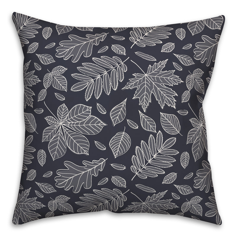 Floral Outdoor Reversible Throw Pillow, 18"H x 18"W, Navy