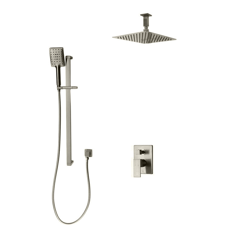 Madison 2-Way Complete Shower System with Ceiling-mount 12" Rainhead, Brushed Nickel