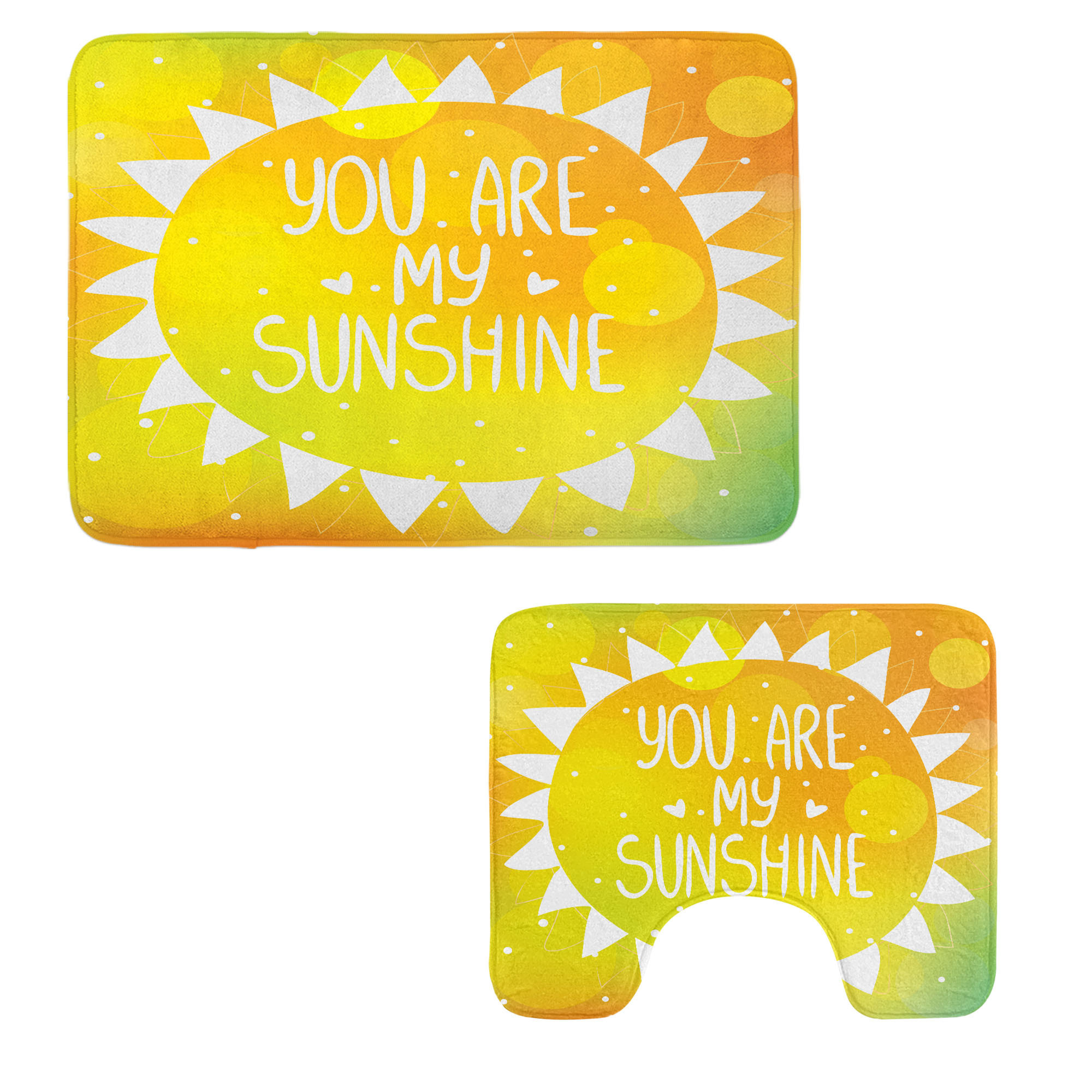 East Urban Home Yellow Bathroom Rug Set 2 Pieces Rectangle & Contour ...