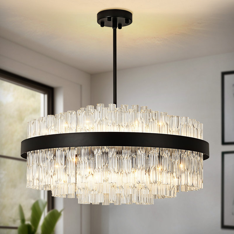 Unique/Statement Chandelier, Matte Black, 12 Lights