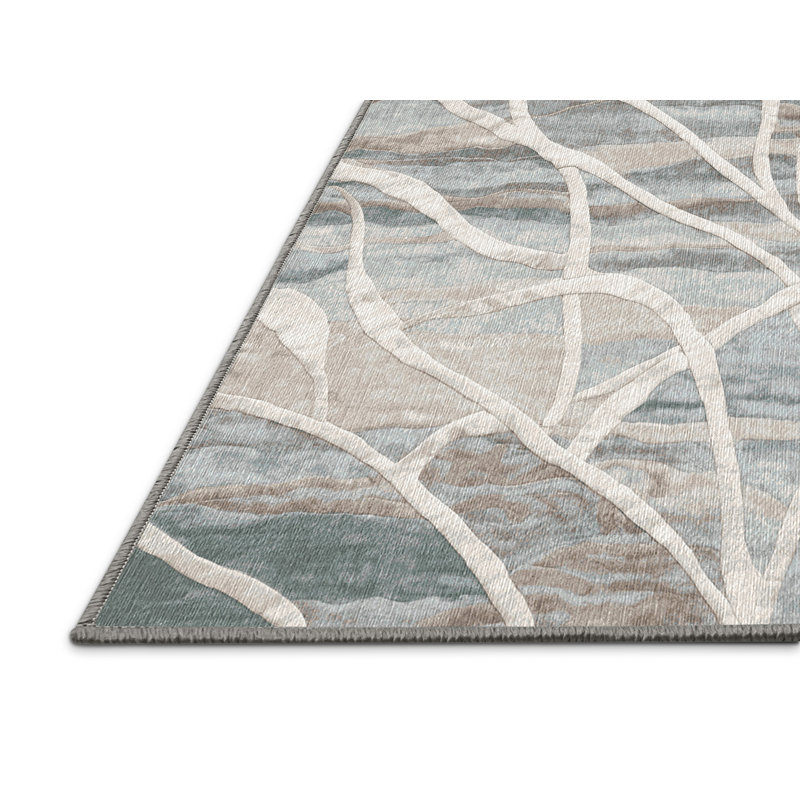 Machine Washable Gray Area Rug, Square 4'