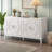 Wood Console Table with  Circular Groove Design Round Metal Door Handle-703385578