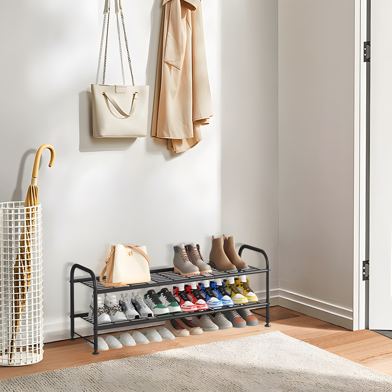 Rebrilliant 2 Tier Floor Standing Shoe Rack - Wayfair Canada