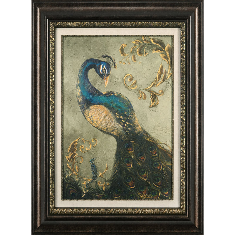 « peacock on sage ii », reproduction d’art encadrée