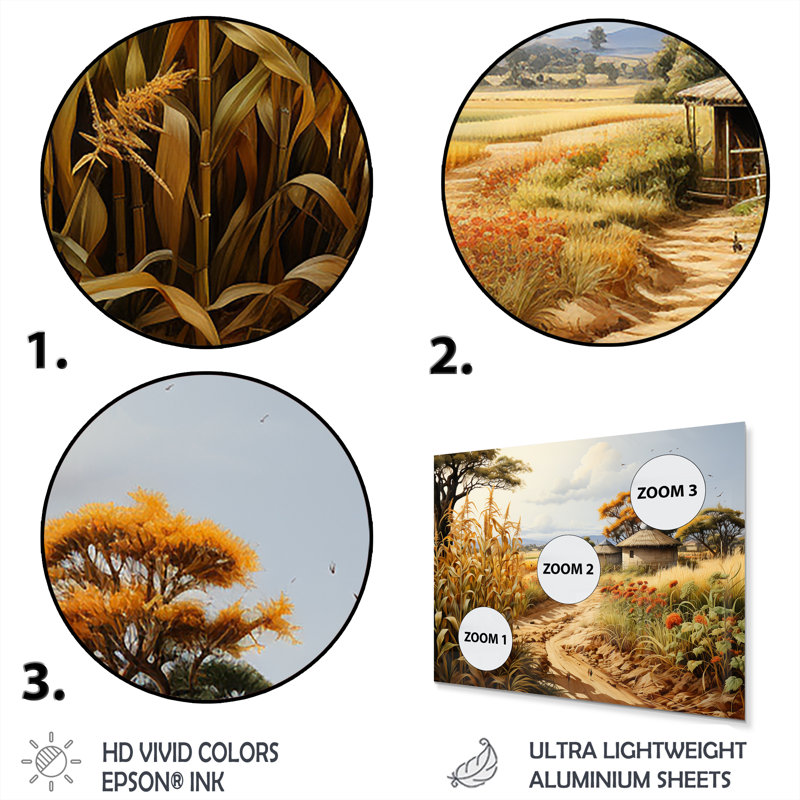 African Harvest Abundance II - Art mural africain en métal, H 16 po x l 32 po x P 1 po