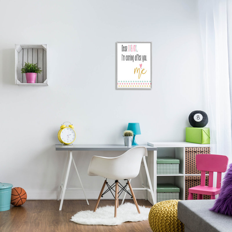 «Dear Dreams», H 20 po x l 16 po x P 1,5 po, Cadre flottant gris lustré