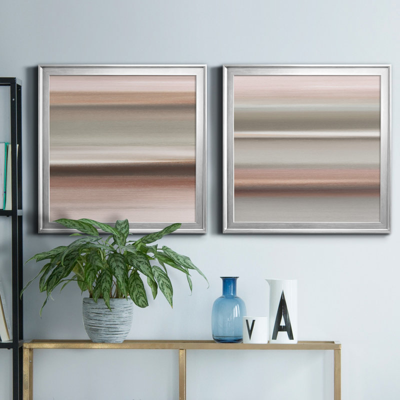 Guilded Sands I - ensemble de 2 reproductions d'art sur toile, H 26,5 po x l 53 po x P 1,5 po, Argent