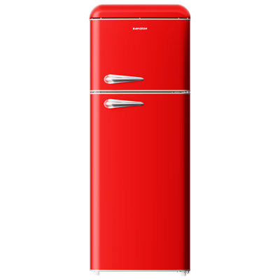 BANGSON 7.5 Cu.Ft Retro Refrigerator with Top Freezer, 2 Door Apartment Fridge, Adjustable Thermostat, Refrigerator for Office, Kitchen, and Home, Red