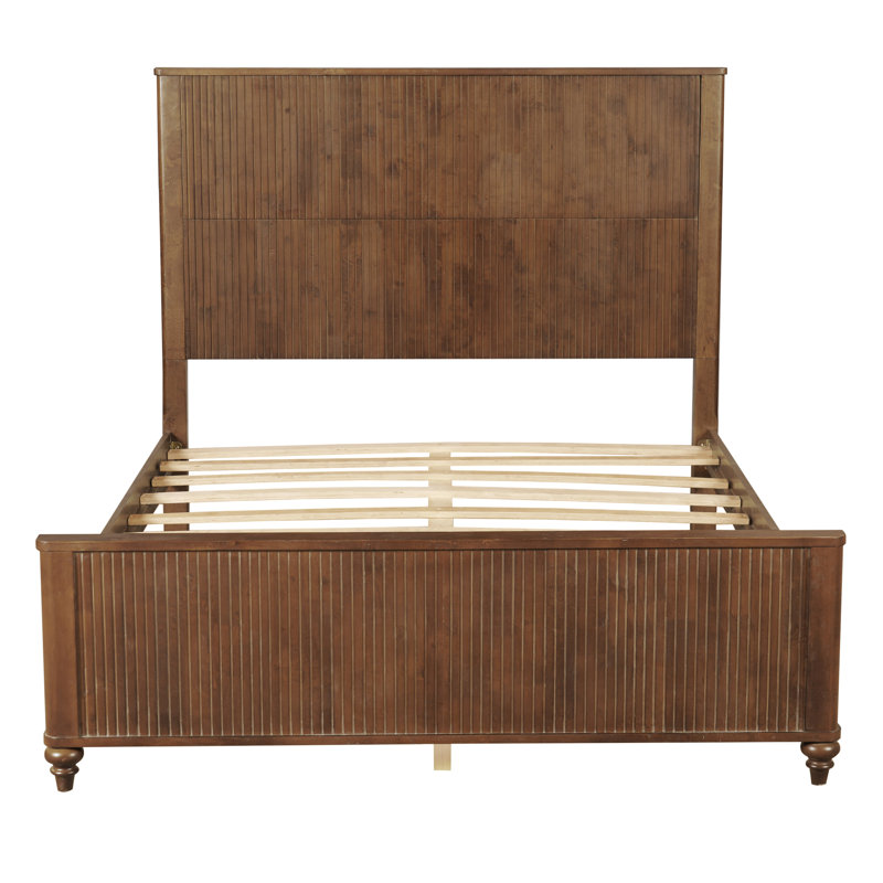 Ensemble de chambre à coucher 3 pièces en bois avec lit plateforme et tables de chevet 2 tiroirs Camak, Walnut, Queen