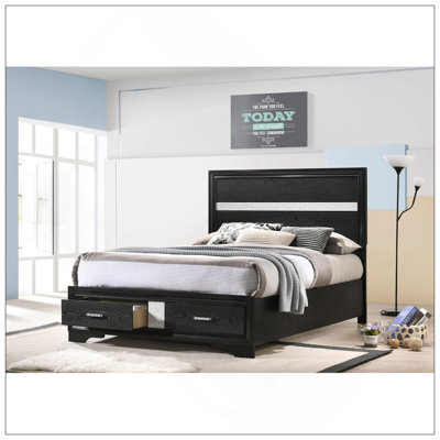 Black Full Storage Panel Bed