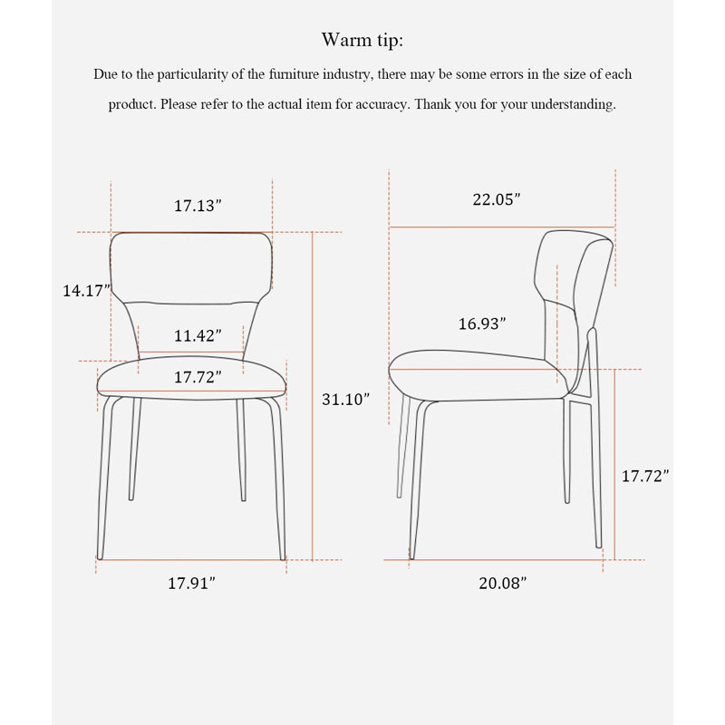Chaise de salle à manger en cuir italien, Orange