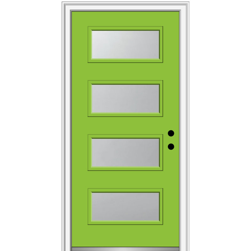 Porte d'entrée pré-suspendue en verre givré à 4 lumières avec 4 lumières, H 80 po x l 32 po x P 1,75po, Blanc brillant