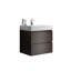 Meuble-lavabo de salle de bain 61 cm (24 po) - Noyer, rangement maximal, lavabo blanc, fonctionnement silencieux et fluide, sans robinetterie, préassemblé, fixation murale, grande ouverture, robinetterie ou bonde, finition