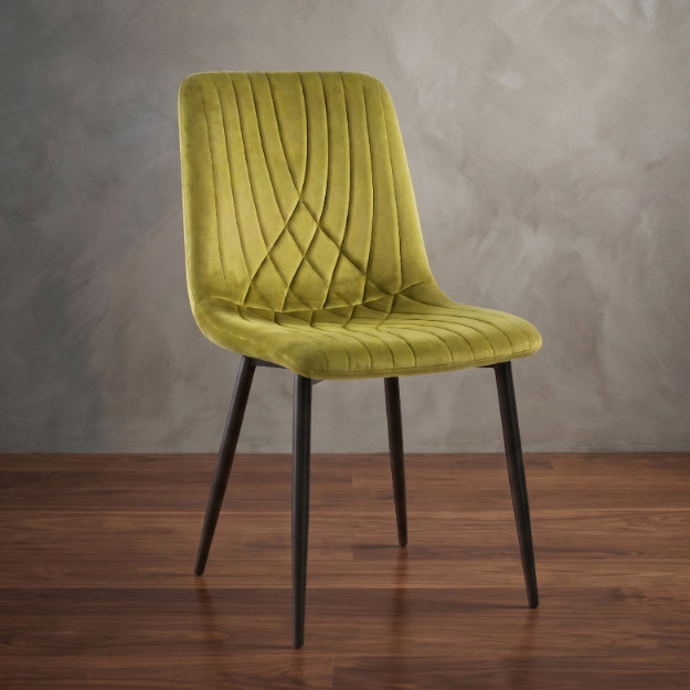Modern Luxury Velvet Tufted Dining Chairs with Diamond Ribbed Backrest Kitchen Dining Room Furniture, 6, Green