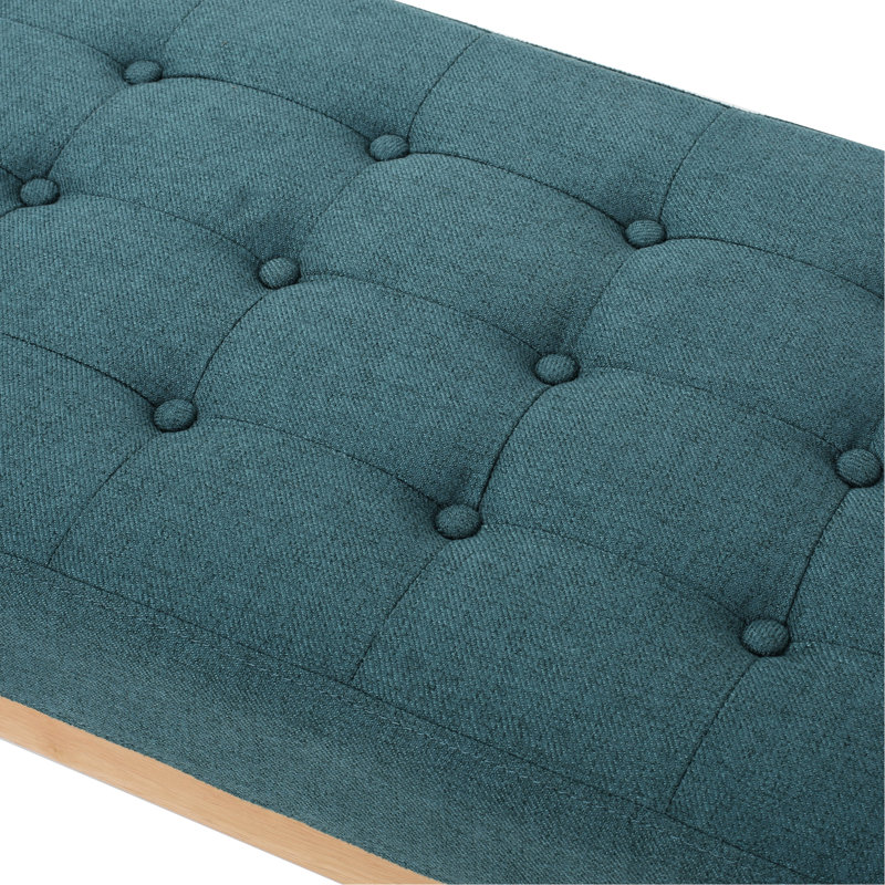 Teal Upholstered With Mid-Century Design And Blend Contemporary Style Fabric Upholstery Birch Wood Base