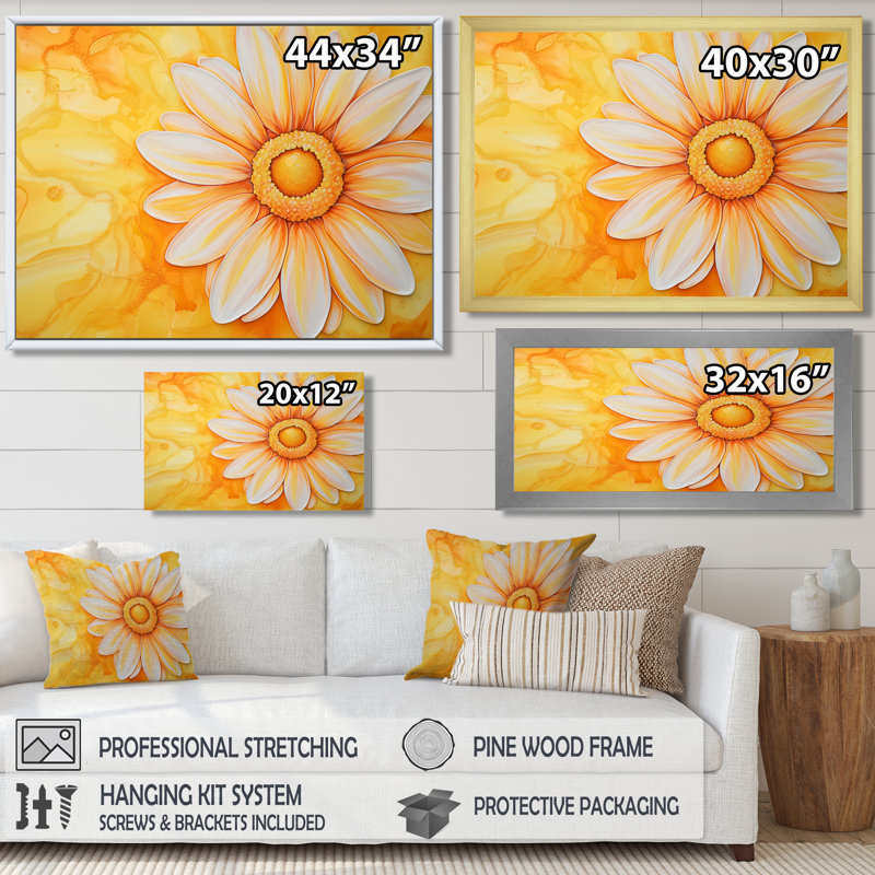 «Daisy Bloom Sunset - Daisy», reproduction sur toile, H 30 po x l 40 po, Brun