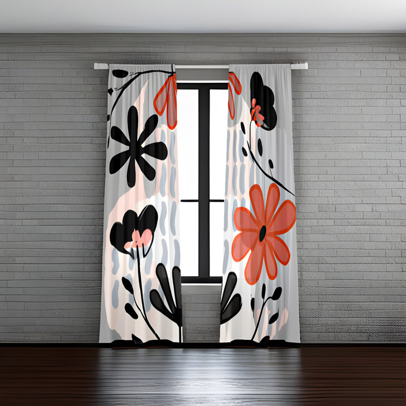 Amdrea Semi Sheer Curtain Panel Pair, 40" W x 82" L