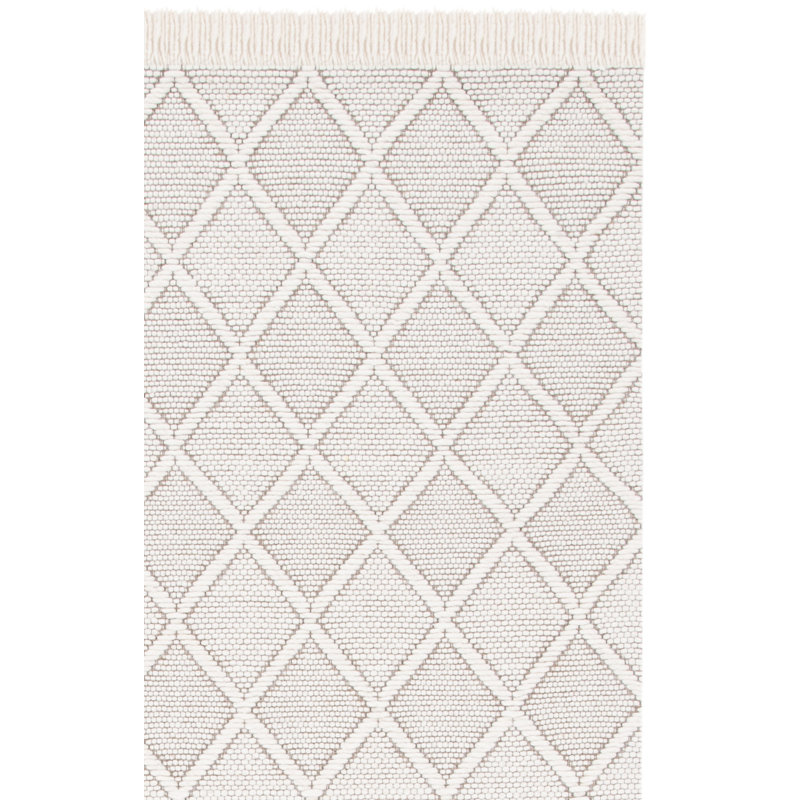 Tapis géométrique en laine et en coton tissé à la main Natura 868 avec latex, Rectangle 6 pi x 9 pi