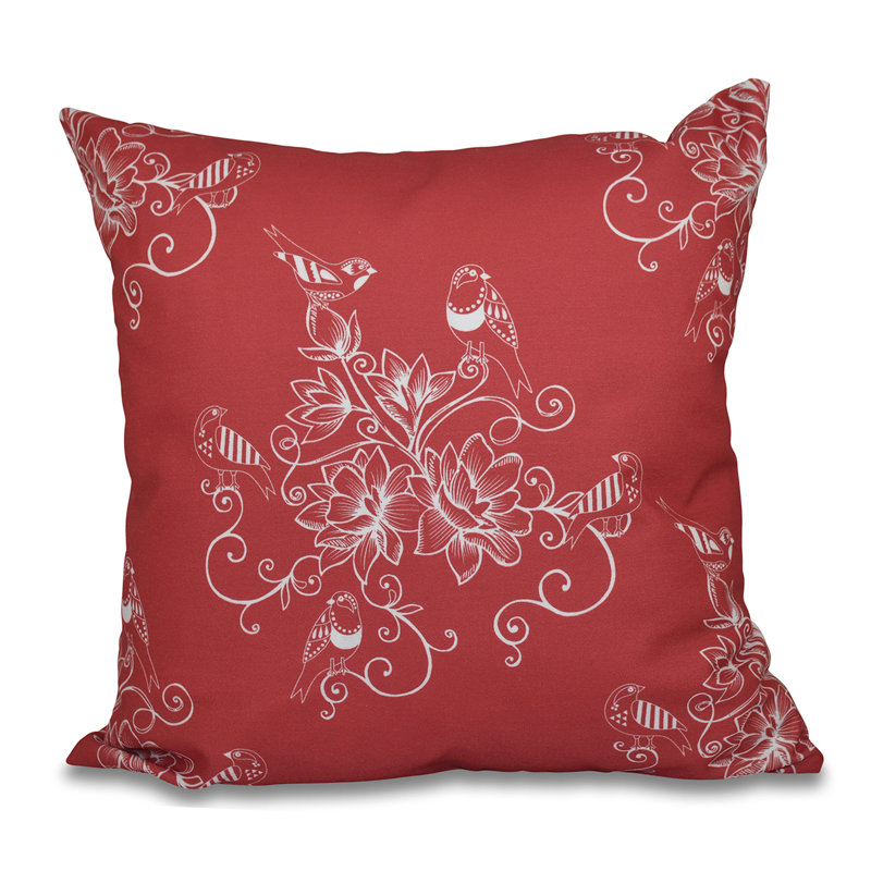 Botanical Blooms Floral Reversible Throw Pillow, 20" H x 20" W, Coral