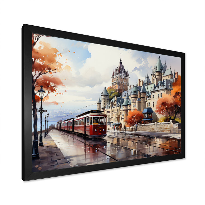 Ville touristique de Québec III, H 30 po x l 40 po x P 1,5 po, Cadre photo noir