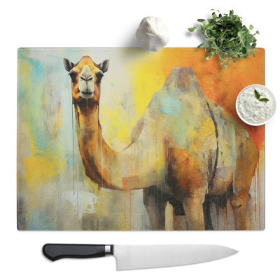Camel Contemporary  Glass Chopping Board