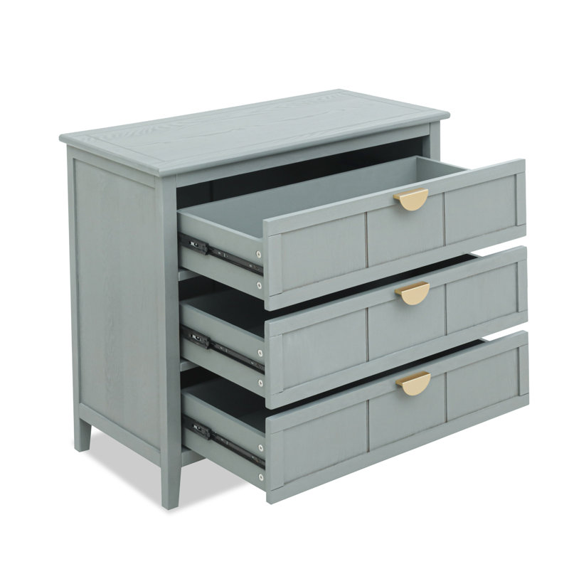Commode 3 tiroirs Junious, Vert clair