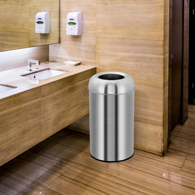 13 Gallon/50 L Open Top Trash Can, Commercial Grade Stainless Steel Garbage Can with Removable Inner Bucket, Outdoor Indoor Large Industrial Waste Container for Home, Office, Restaurant