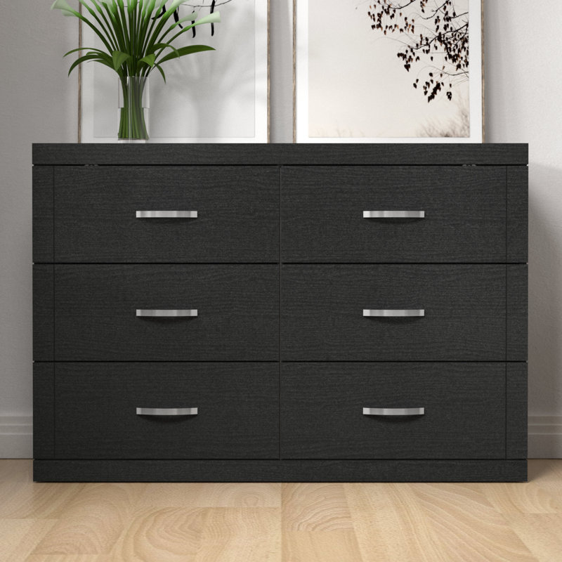 Avigail 6 Drawer 46.45'' W Double Dresser, Black