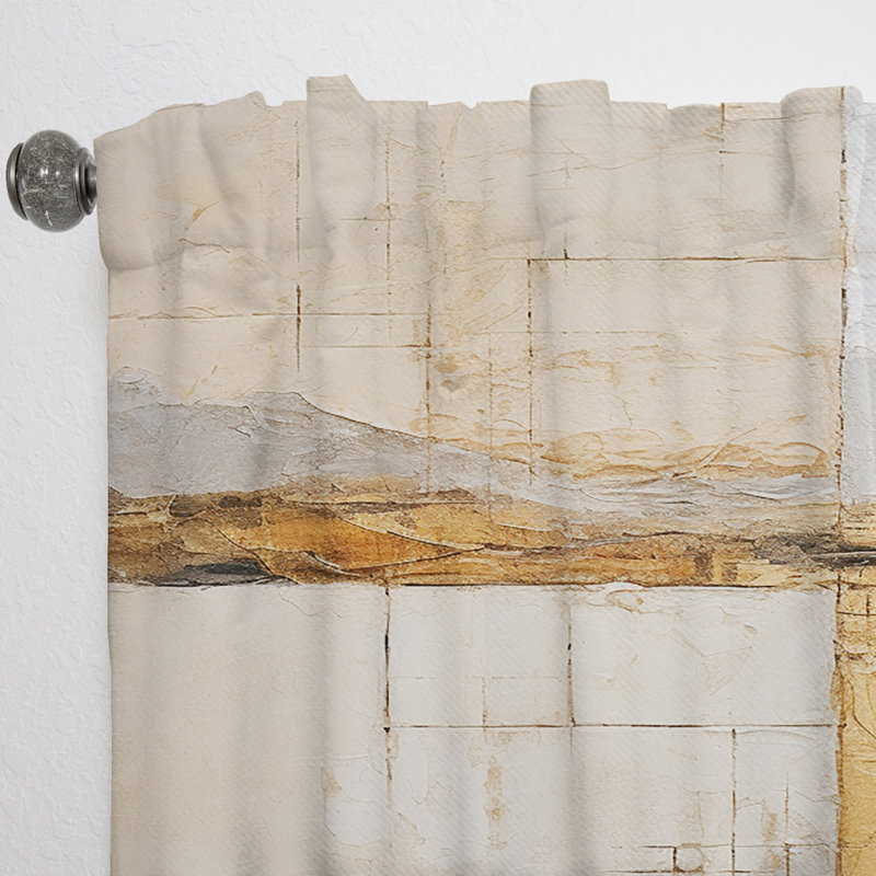 Kallie Beige And Gold Minimal Expression - Shapes Curtain - Velvet Room Darkening - 1 panel, 52" W x 90" L