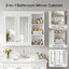Armoire à pharmacie de salle de bain avec miroir et étagères de rangement ouvertes, dimensions : 35 po L × 28,7 po H